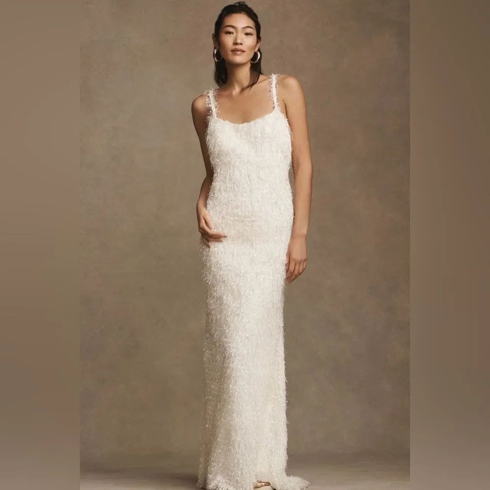 Anthropologie x Tadashi Shoji Tessa Shag Slip Gown